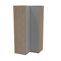 House Beautiful Escape Corner Wardrobe, Oak Effect Carcass - Gloss Grey Handleless Doors (W) 1053mm X (H) 2196mm
