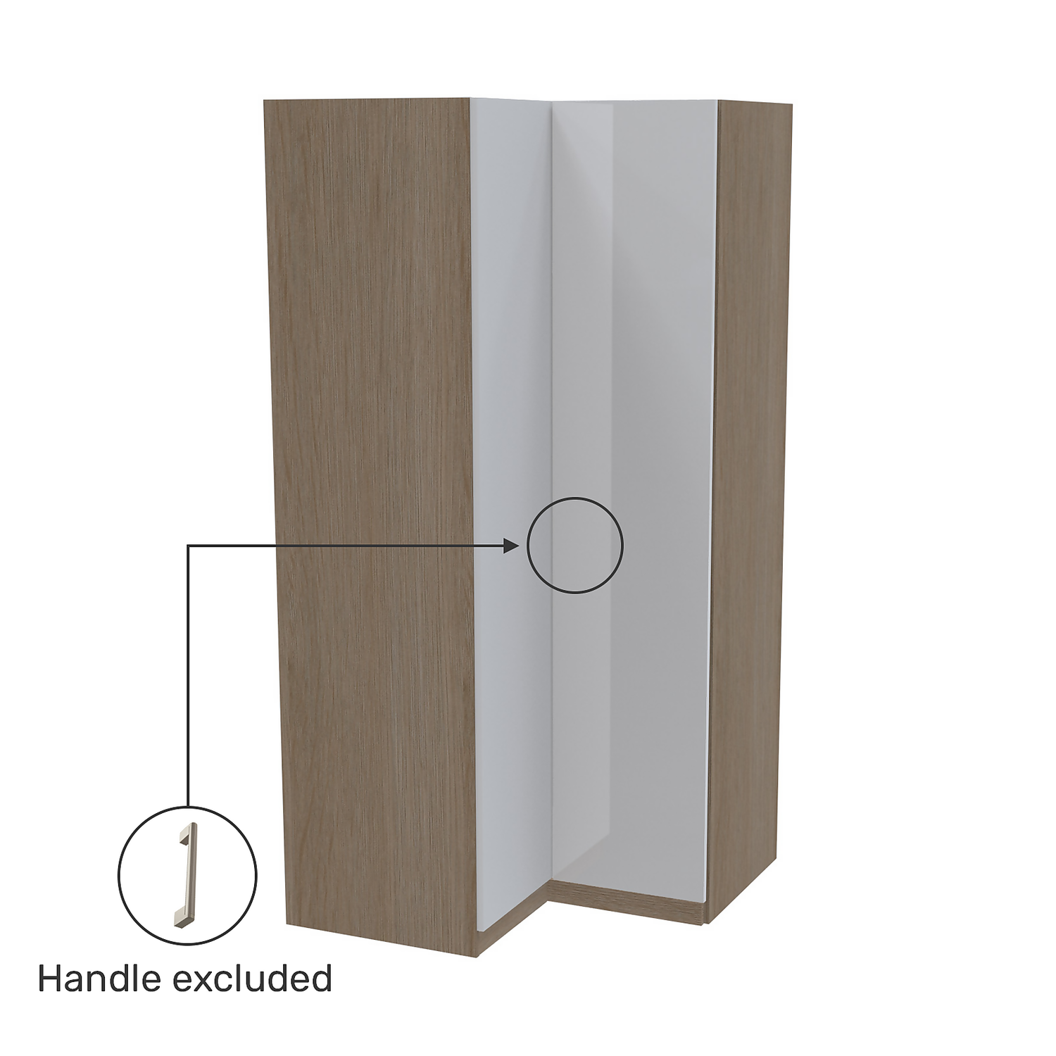 House Beautiful Honest Corner Wardrobe, Oak Effect Carcass - Gloss White Slab Doors (W) 1053mm x (H) 2196mm House Beautiful Honest Corner Wardrobe, Oak Effect Carcass - Gloss White Slab Doors (W) 1053mm X (H) 2196mm -Famous Furniture Store 13999759 1225012795534316