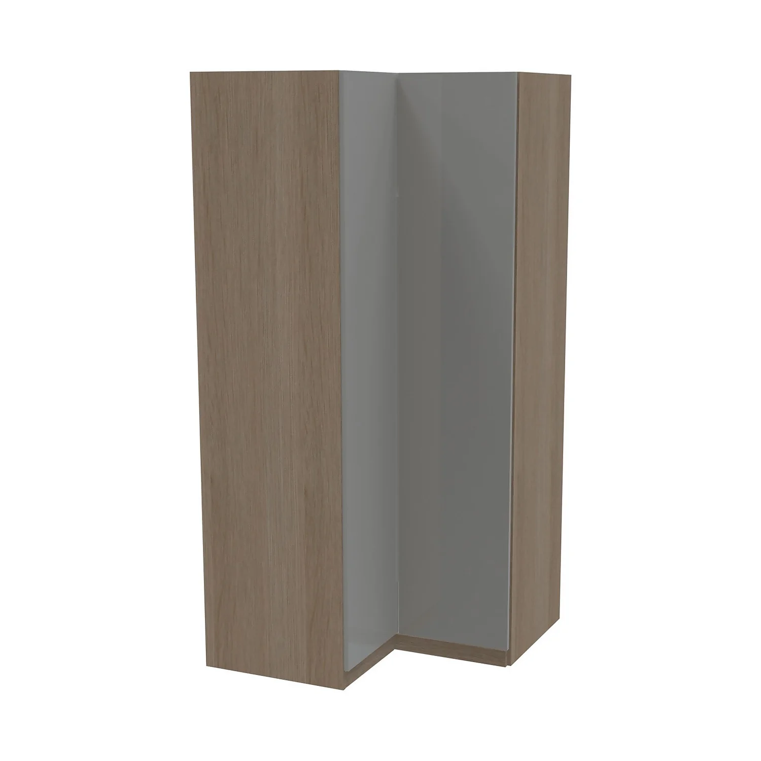 House Beautiful Honest Corner Wardrobe, Oak Effect Carcass - Gloss Grey Slab Doors (W) 1053mm x (H) 2196mm House Beautiful Honest Corner Wardrobe, Oak Effect Carcass - Gloss Grey Slab Doors (W) 1053mm X (H) 2196mm -Famous Furniture Store 13999760 5415005578164862