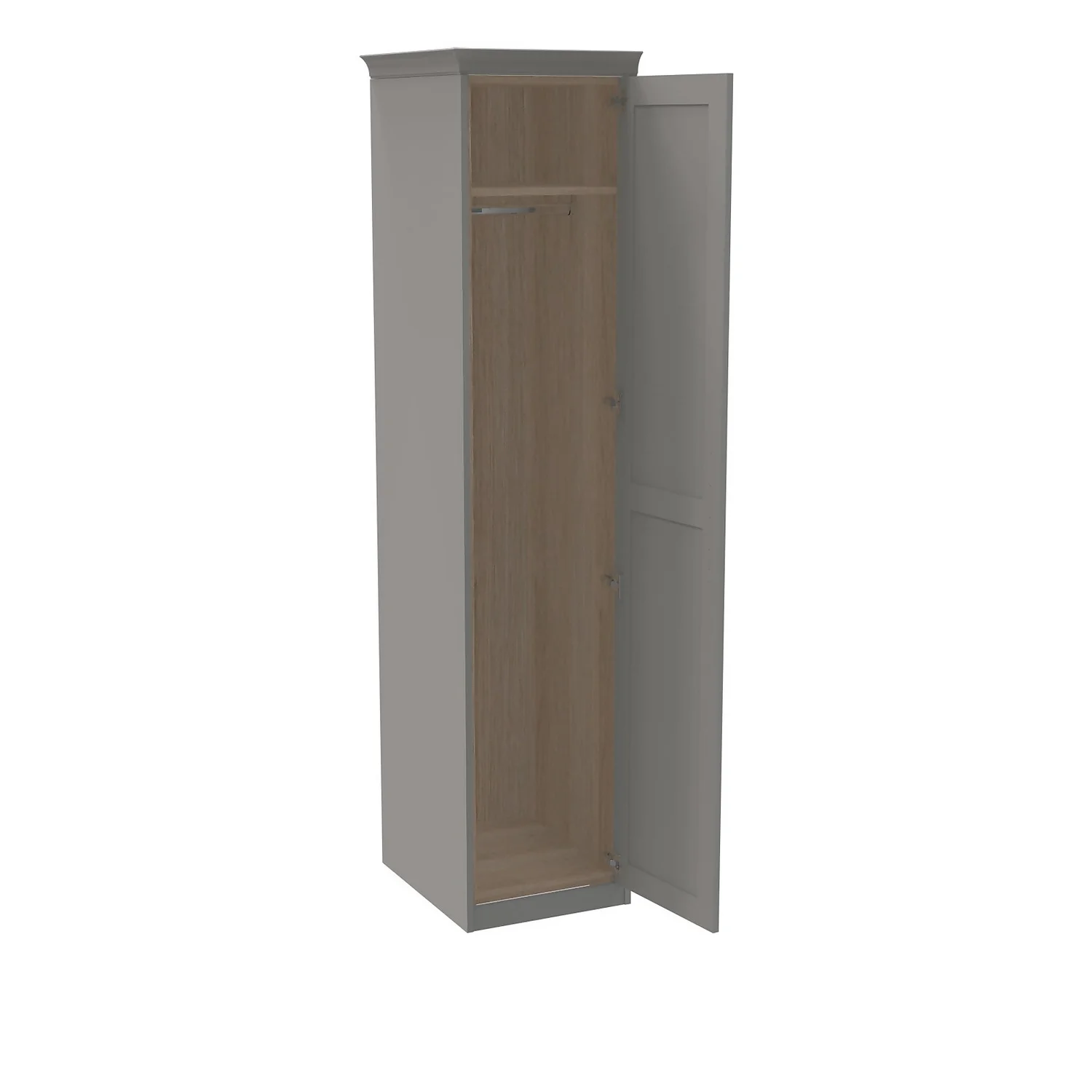 House Beautiful Realm Fitted Look Single Wardrobe, Oak Effect Carcass - Grey Shaker Door (W) 551mm x (H) 2256mm House Beautiful Realm Fitted Look Single Wardrobe, Oak Effect Carcass - Grey Shaker Door (W) 551mm X (H) 2256mm -Famous Furniture Store 13999761 1495007393060771