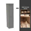 House Beautiful Realm Fitted Look Single Wardrobe, Oak Effect Carcass - Grey Shaker Door (W) 551mm X (H) 2256mm