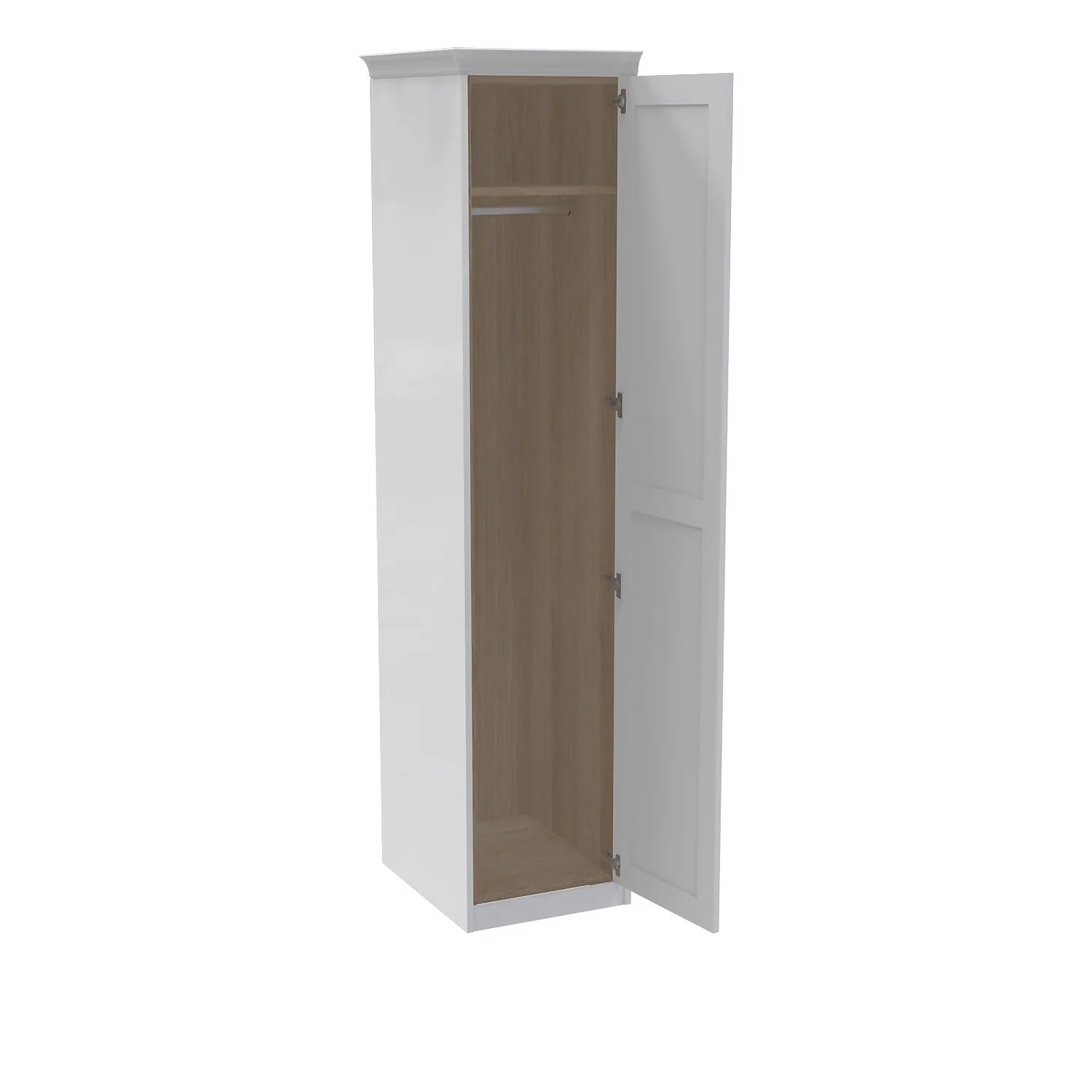 House Beautiful Realm Fitted Look Single Wardrobe, Oak Effect Carcass - White Shaker Door (W) 551mm x (H) 2256mm House Beautiful Realm Fitted Look Single Wardrobe, Oak Effect Carcass - White Shaker Door (W) 551mm X (H) 2256mm -Famous Furniture Store 13999763 8205007394606020