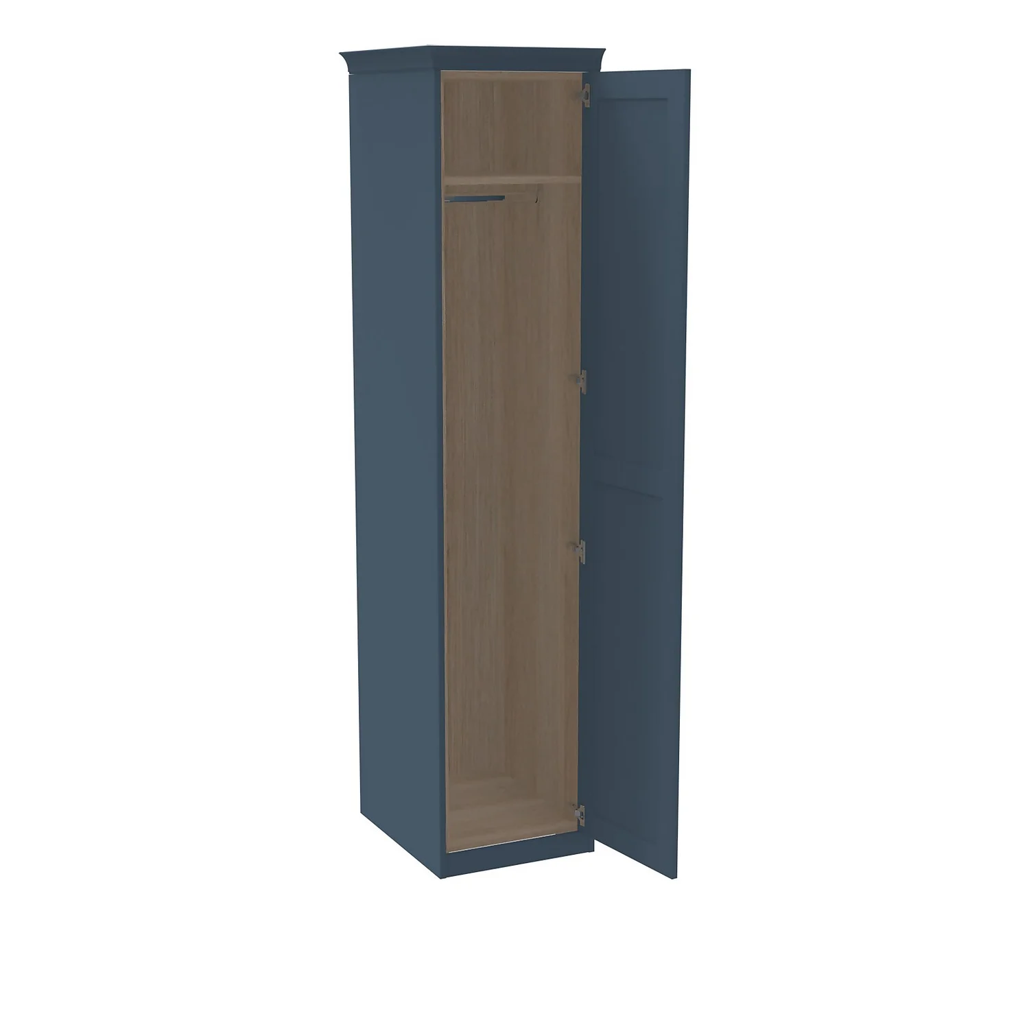 House Beautiful Realm Fitted Look Single Wardrobe, Oak Effect Carcass - Navy Blue Shaker Door (W) 551mm x (H) 2256mm House Beautiful Realm Fitted Look Single Wardrobe, Oak Effect Carcass - Navy Blue Shaker Door (W) 551mm X (H) 2256mm -Famous Furniture Store 13999765 1095007592911924