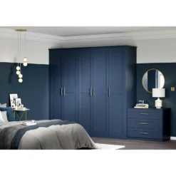 House Beautiful Realm Fitted Look Single Wardrobe, Oak Effect Carcass - Navy Blue Shaker Door (W) 551mm X (H) 2256mm 4 House Beautiful Realm Fitted Look Single Wardrobe, Oak Effect Carcass - Navy Blue Shaker Door (W) 551mm X (H) 2256mm -Famous Furniture Store 13999765 1885005575757539