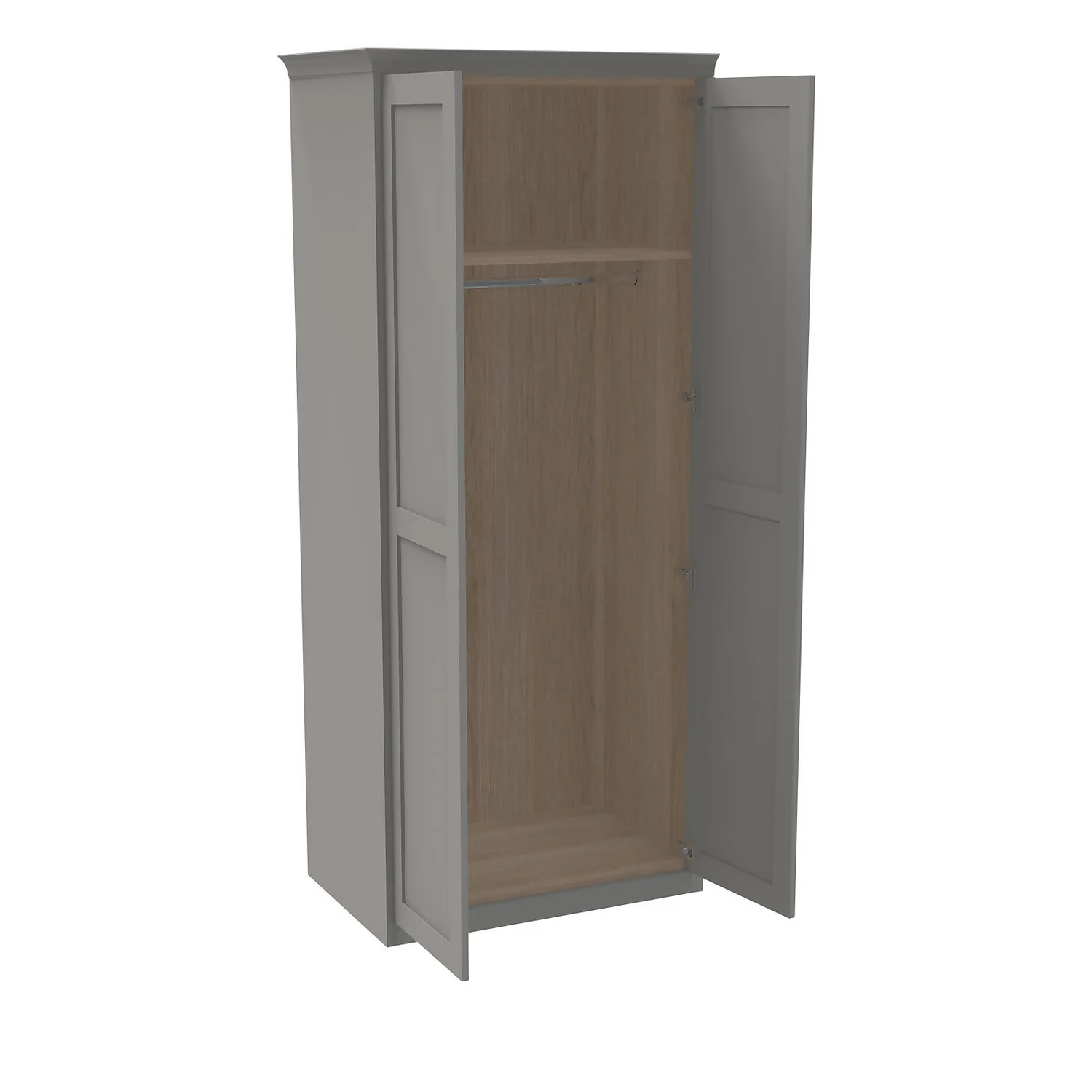 House Beautiful Realm Fitted Look Double Wardrobe, Oak Effect Carcass - Grey Shaker Doors (W) 1001mm x (H) 2256mm House Beautiful Realm Fitted Look Double Wardrobe, Oak Effect Carcass - Grey Shaker Doors (W) 1001mm X (H) 2256mm -Famous Furniture Store 13999775 1455007393014289