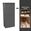 House Beautiful Realm Fitted Look Double Wardrobe, Oak Effect Carcass - Carbon Grey Shaker Doors (W) 1001mm X (H) 2256mm