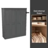 House Beautiful Realm Fitted Look Quad Wardrobe, Oak Effect Carcass - Carbon Grey Shaker Doors (W) 1901mm X (H) 2256mm