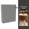 House Beautiful Honest Fitted Look Quad Wardrobe, Oak Effect Carcass - Gloss Grey Slab Doors (W) 1840mm X (H) 2226mm