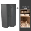 House Beautiful Realm Fitted Look Corner Wardrobe, Oak Effect Carcass - Carbon Grey Shaker Doors (W) 1103mm X (H) 2256mm