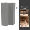 House Beautiful Escape Fitted Look Corner Wardrobe, Oak Effect Carcass - Gloss Grey Handleless Doors (W) 1073mm X (H) 2226mm