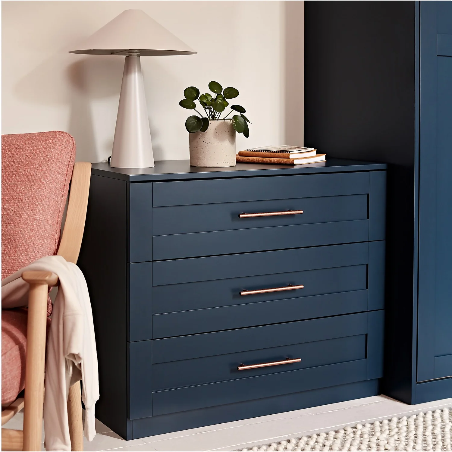House Beautiful Realm Wide Chest of Drawers - Navy Blue Shaker (W) 900mm x (H) 756mm House Beautiful Realm Wide Chest Of Drawers - Navy Blue Shaker (W) 900mm X (H) 756mm -Famous Furniture Store 13999809 1315036614687827