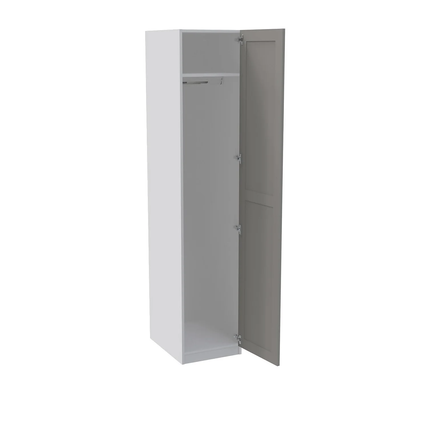House Beautiful Realm Single Wardrobe, White Carcass - Grey Shaker Door (W) 450mm x (H) 2196mm House Beautiful Realm Single Wardrobe, White Carcass - Grey Shaker Door (W) 450mm X (H) 2196mm -Famous Furniture Store 13999827 1405007393532128