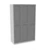 House Beautiful Realm Triple Wardrobe, White Carcass - Grey Shaker Doors (W) 1350mm X (H) 2196mm