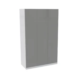 House Beautiful Honest Triple Wardrobe, White Carcass - Gloss Grey Slab Doors (W) 1350mm X (H) 2196mm