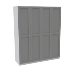 House Beautiful Realm Quad Wardrobe, White Carcass - Grey Shaker Doors (W) 1800mm X (H) 2196mm