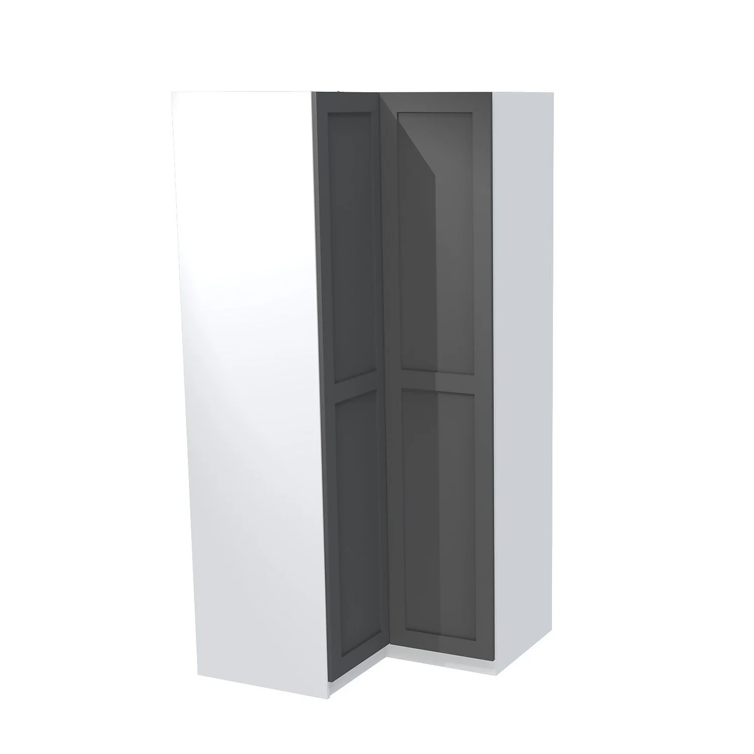 House Beautiful Realm Corner Wardrobe, White Carcass - Carbon Grey Shaker Doors (W) 1053mm x (H) 2196mm House Beautiful Realm Corner Wardrobe, White Carcass - Carbon Grey Shaker Doors (W) 1053mm X (H) 2196mm -Famous Furniture Store 13999860 1255011808861289