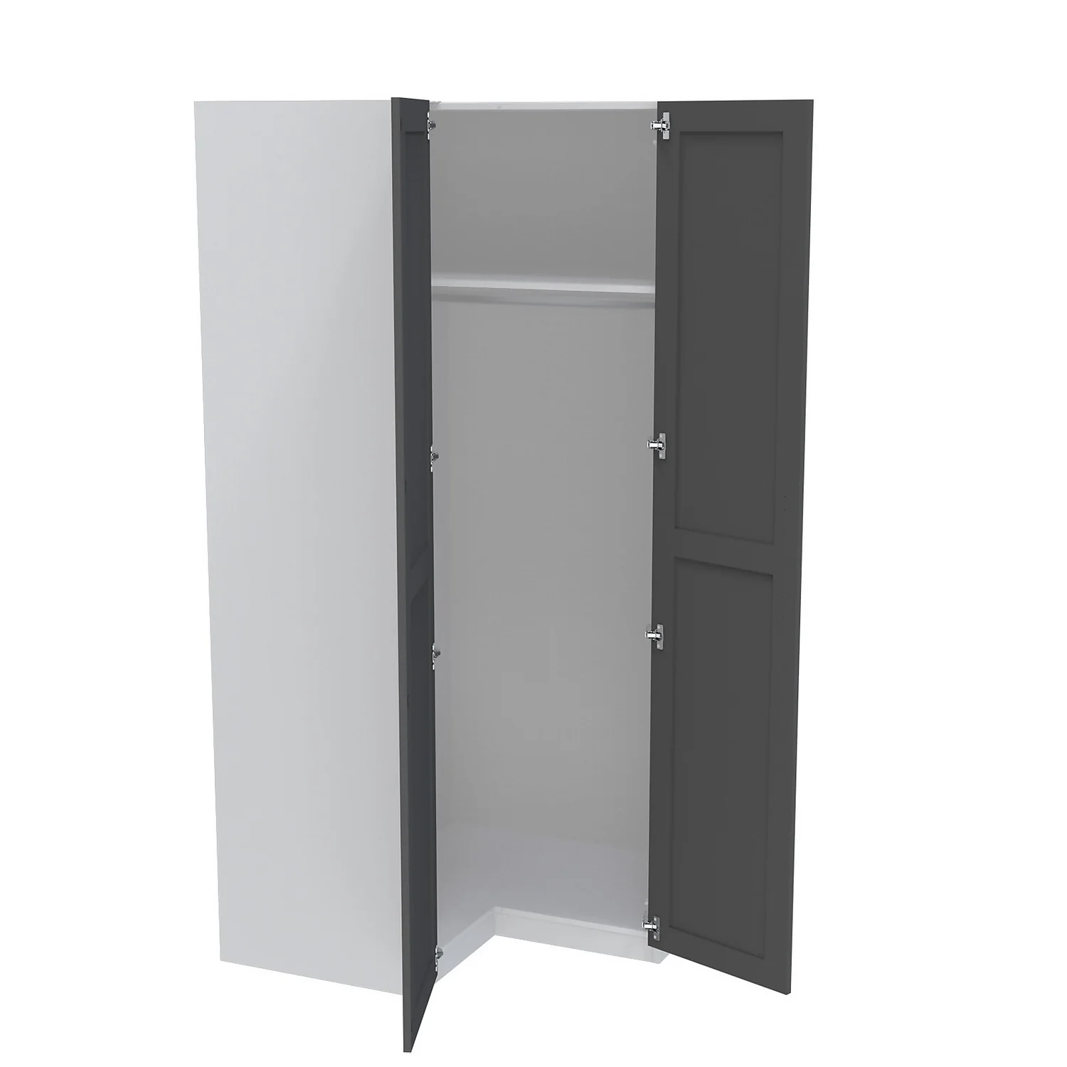 House Beautiful Realm Corner Wardrobe, White Carcass - Carbon Grey Shaker Doors (W) 1053mm x (H) 2196mm House Beautiful Realm Corner Wardrobe, White Carcass - Carbon Grey Shaker Doors (W) 1053mm X (H) 2196mm -Famous Furniture Store 13999860 1915011811814018