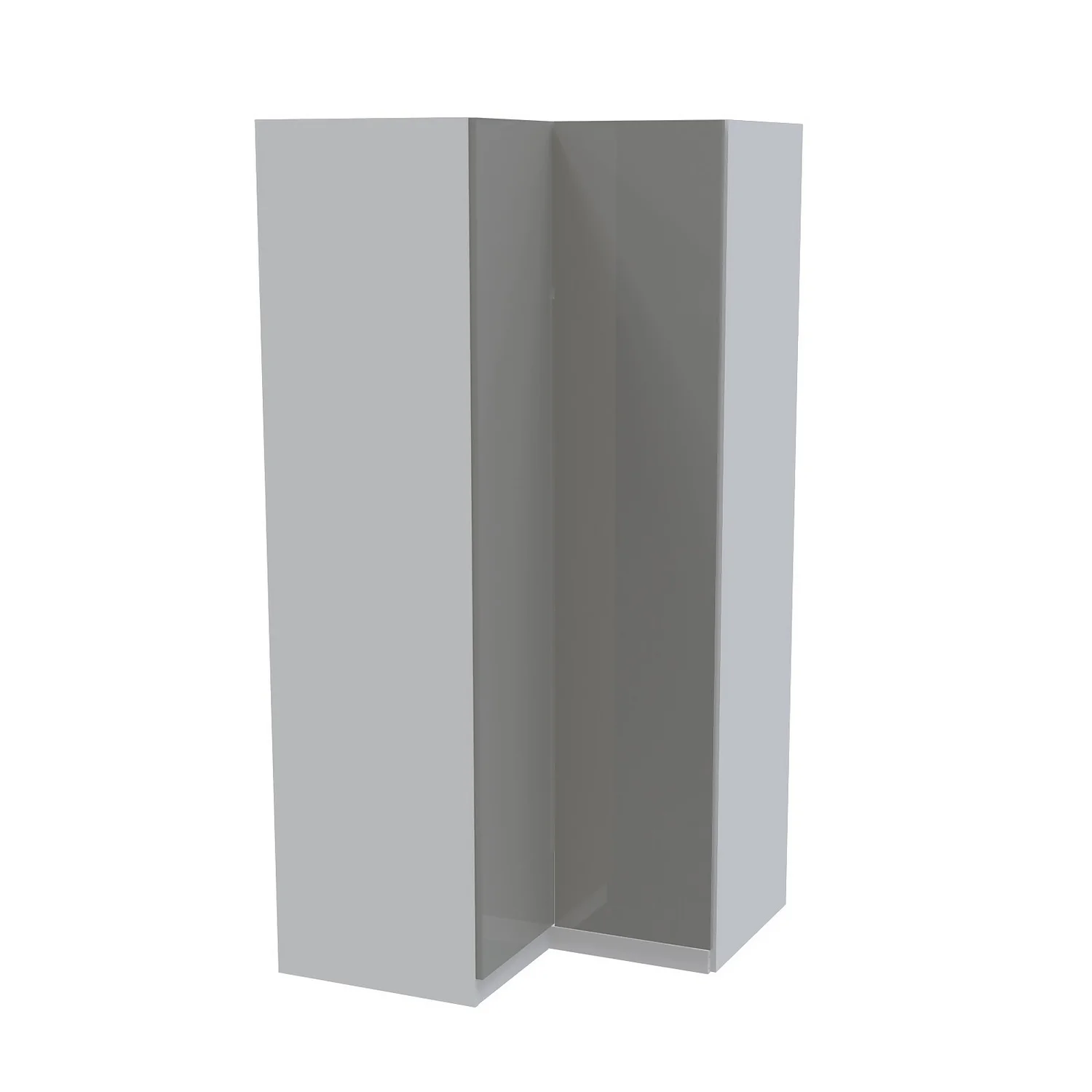 House Beautiful Honest Corner Wardrobe, White Carcass - Gloss Grey Slab Doors (W) 1053mm x (H) 2196mm House Beautiful Honest Corner Wardrobe, White Carcass - Gloss Grey Slab Doors (W) 1053mm X (H) 2196mm -Famous Furniture Store 13999865 5015005577956266