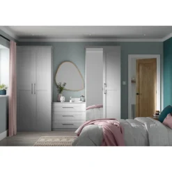 House Beautiful Realm Fitted Look Double Wardrobe, White Carcass - Grey Shaker Doors (W) 1001mm X (H) 2256mm -Famous Furniture Store 13999875 4255005577288832