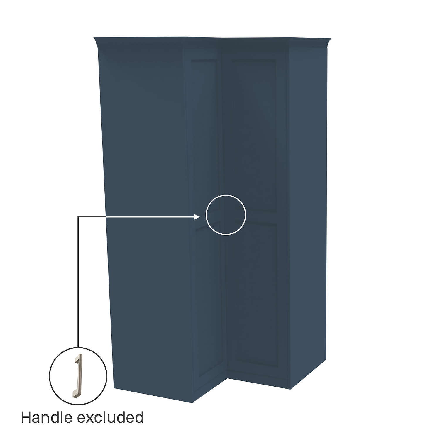 House Beautiful Realm Fitted Look Corner Wardrobe, White Carcass - Navy Blue Shaker Doors (W) 1103mm x (H) 2256mm House Beautiful Realm Fitted Look Corner Wardrobe, White Carcass - Navy Blue Shaker Doors (W) 1103mm X (H) 2256mm -Famous Furniture Store 13999901 2945012795476788