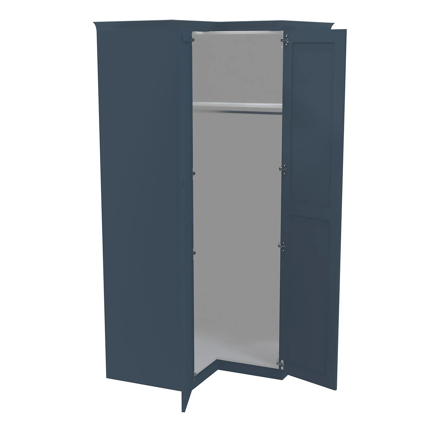House Beautiful Realm Fitted Look Corner Wardrobe, White Carcass - Navy Blue Shaker Doors (W) 1103mm x (H) 2256mm House Beautiful Realm Fitted Look Corner Wardrobe, White Carcass - Navy Blue Shaker Doors (W) 1103mm X (H) 2256mm -Famous Furniture Store 13999901 7965007592775292