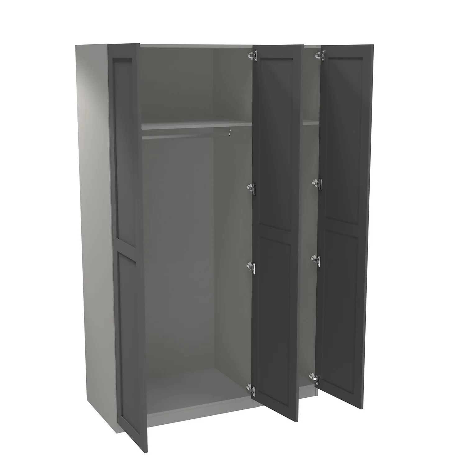 House Beautiful Realm Triple Wardrobe, Grey Carcass - Carbon Grey Shaker Doors (W) 1350mm x (H) 2196mm House Beautiful Realm Triple Wardrobe, Grey Carcass - Carbon Grey Shaker Doors (W) 1350mm X (H) 2196mm -Famous Furniture Store 13999928 3485011811796594