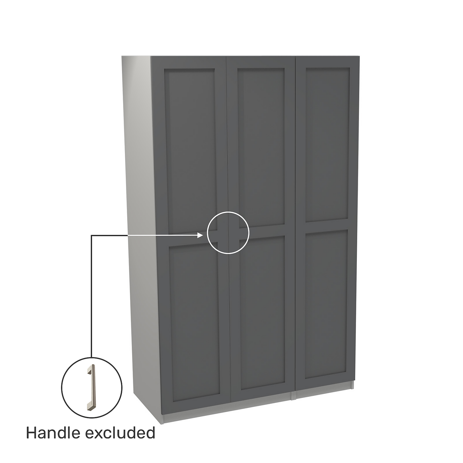 House Beautiful Realm Triple Wardrobe, Grey Carcass - Carbon Grey Shaker Doors (W) 1350mm x (H) 2196mm House Beautiful Realm Triple Wardrobe, Grey Carcass - Carbon Grey Shaker Doors (W) 1350mm X (H) 2196mm -Famous Furniture Store 13999928 8265014911649029