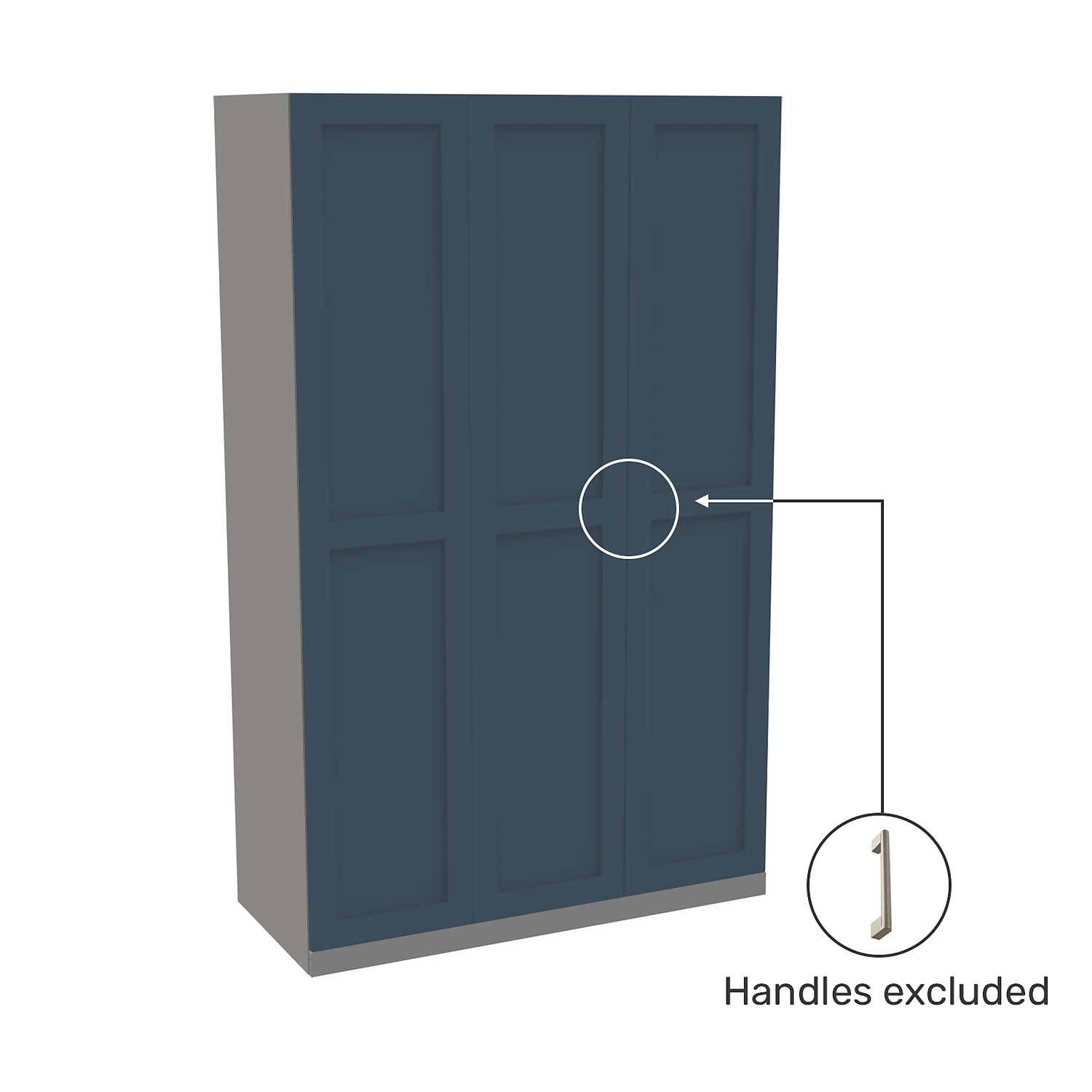 House Beautiful Realm Triple Wardrobe, Grey Carcass - Navy Blue Shaker Doors (W) 1350mm x (H) 2196mm House Beautiful Realm Triple Wardrobe, Grey Carcass - Navy Blue Shaker Doors (W) 1350mm X (H) 2196mm -Famous Furniture Store 13999929 3485007373512444