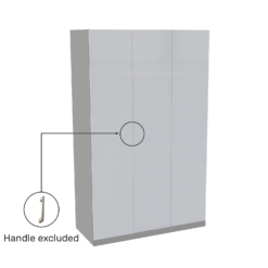 House Beautiful Honest Triple Wardrobe, Grey Carcass - Gloss White Slab Doors (W) 1350mm X (H) 2196mm -Famous Furniture Store 13999932 1385005575052158