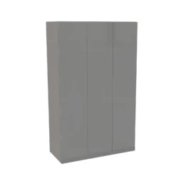 House Beautiful Honest Triple Wardrobe, Grey Carcass - Gloss Grey Slab Doors (W) 1350mm X (H) 2196mm