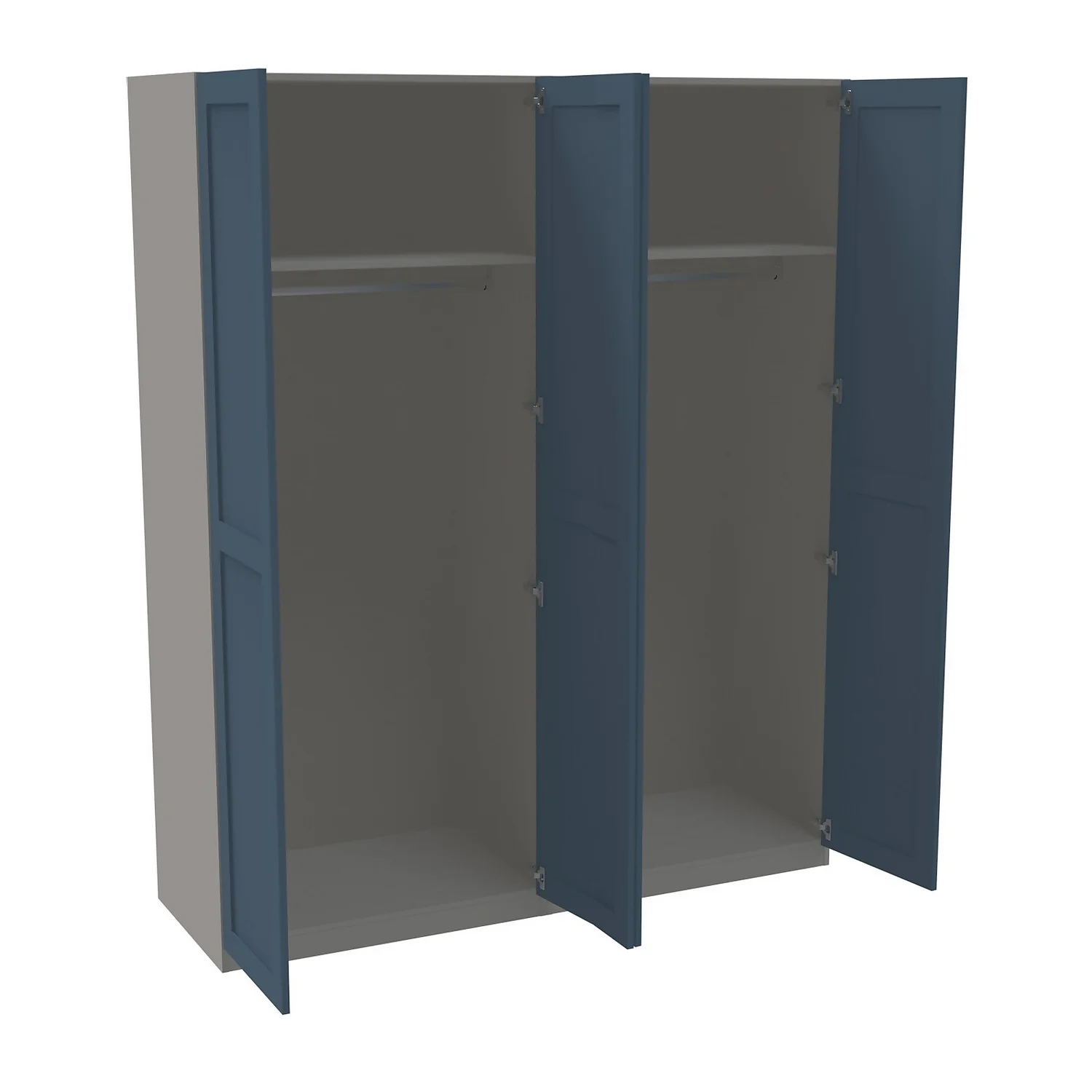 House Beautiful Realm Quad Wardrobe, Grey Carcass - Navy Blue Shaker Doors (W) 1800mm x (H) 2196mm House Beautiful Realm Quad Wardrobe, Grey Carcass - Navy Blue Shaker Doors (W) 1800mm X (H) 2196mm -Famous Furniture Store 13999937 1265007592961289