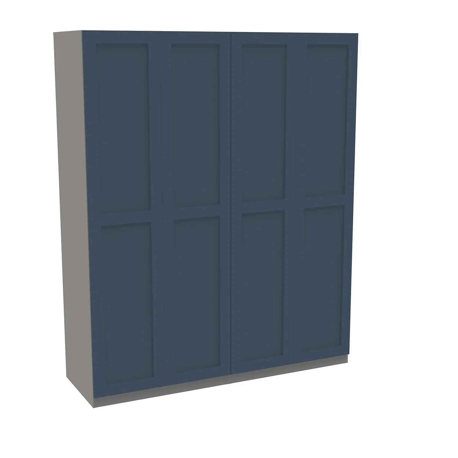 House Beautiful Realm Quad Wardrobe, Grey Carcass - Navy Blue Shaker Doors (W) 1800mm x (H) 2196mm House Beautiful Realm Quad Wardrobe, Grey Carcass - Navy Blue Shaker Doors (W) 1800mm X (H) 2196mm -Famous Furniture Store 13999937 2405005576732455