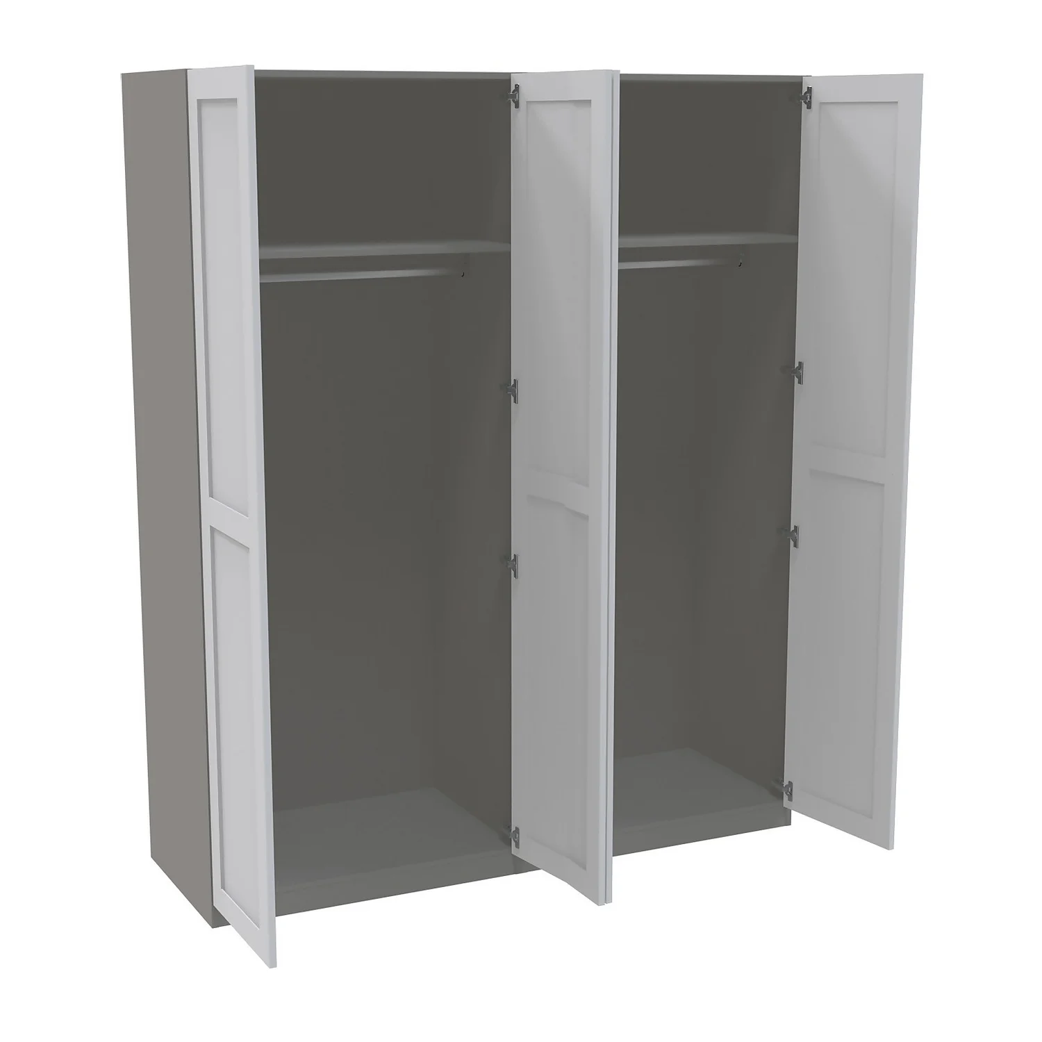 House Beautiful Realm Quad Wardrobe, Grey Carcass - White Shaker Doors (W) 1800mm x (H) 2196mm House Beautiful Realm Quad Wardrobe, Grey Carcass - White Shaker Doors (W) 1800mm X (H) 2196mm -Famous Furniture Store 13999940 1205007398744484