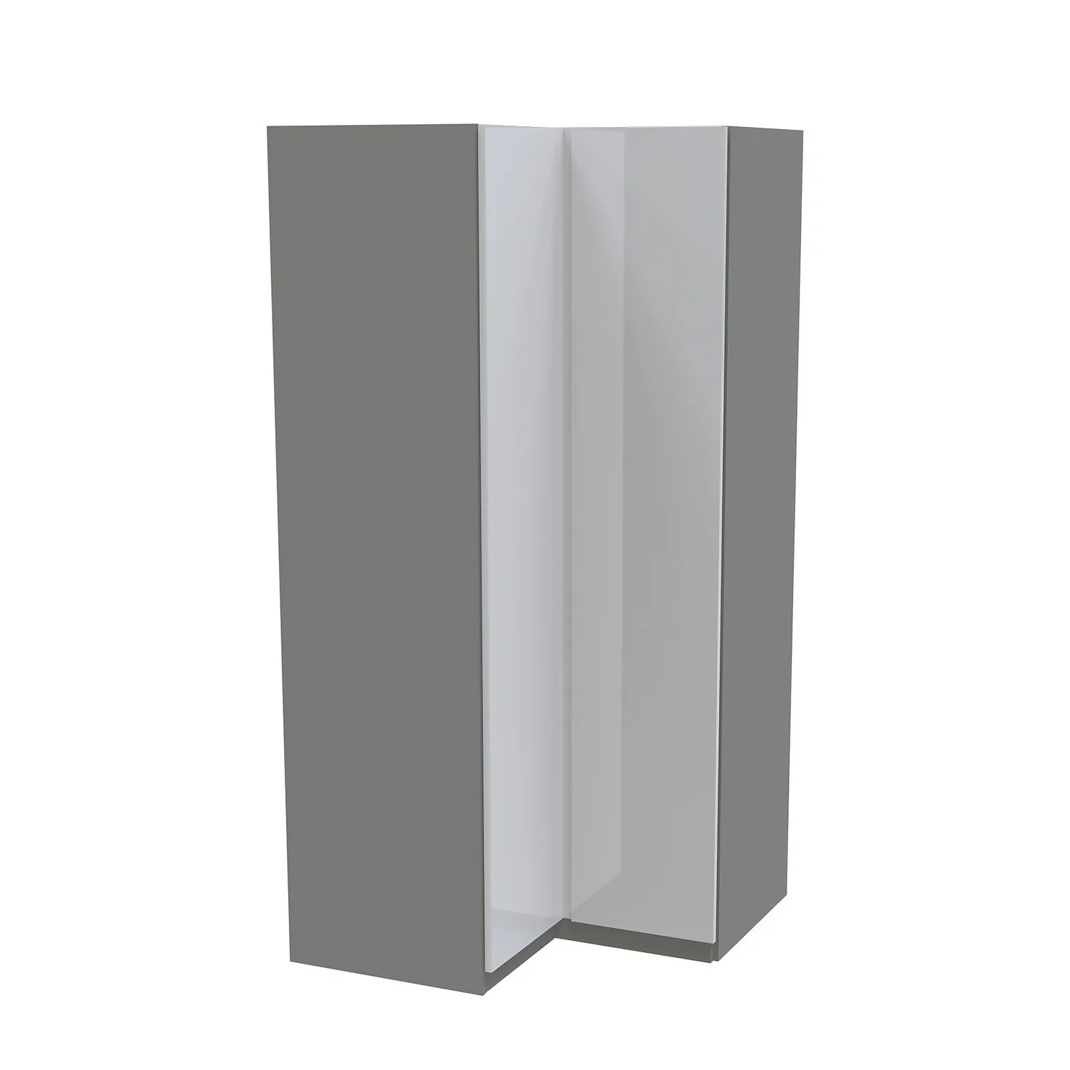 House Beautiful Escape Corner Wardrobe, Grey Carcass - Gloss White Handleless Doors (W) 1053mm x (H) 2196mm House Beautiful Escape Corner Wardrobe, Grey Carcass - Gloss White Handleless Doors (W) 1053mm X (H) 2196mm -Famous Furniture Store 13999945 1985005572192144