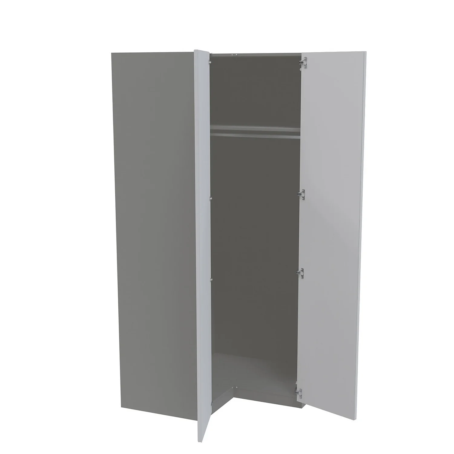 House Beautiful Escape Corner Wardrobe, Grey Carcass - Gloss White Handleless Doors (W) 1053mm x (H) 2196mm House Beautiful Escape Corner Wardrobe, Grey Carcass - Gloss White Handleless Doors (W) 1053mm X (H) 2196mm -Famous Furniture Store 13999945 3225005572235971