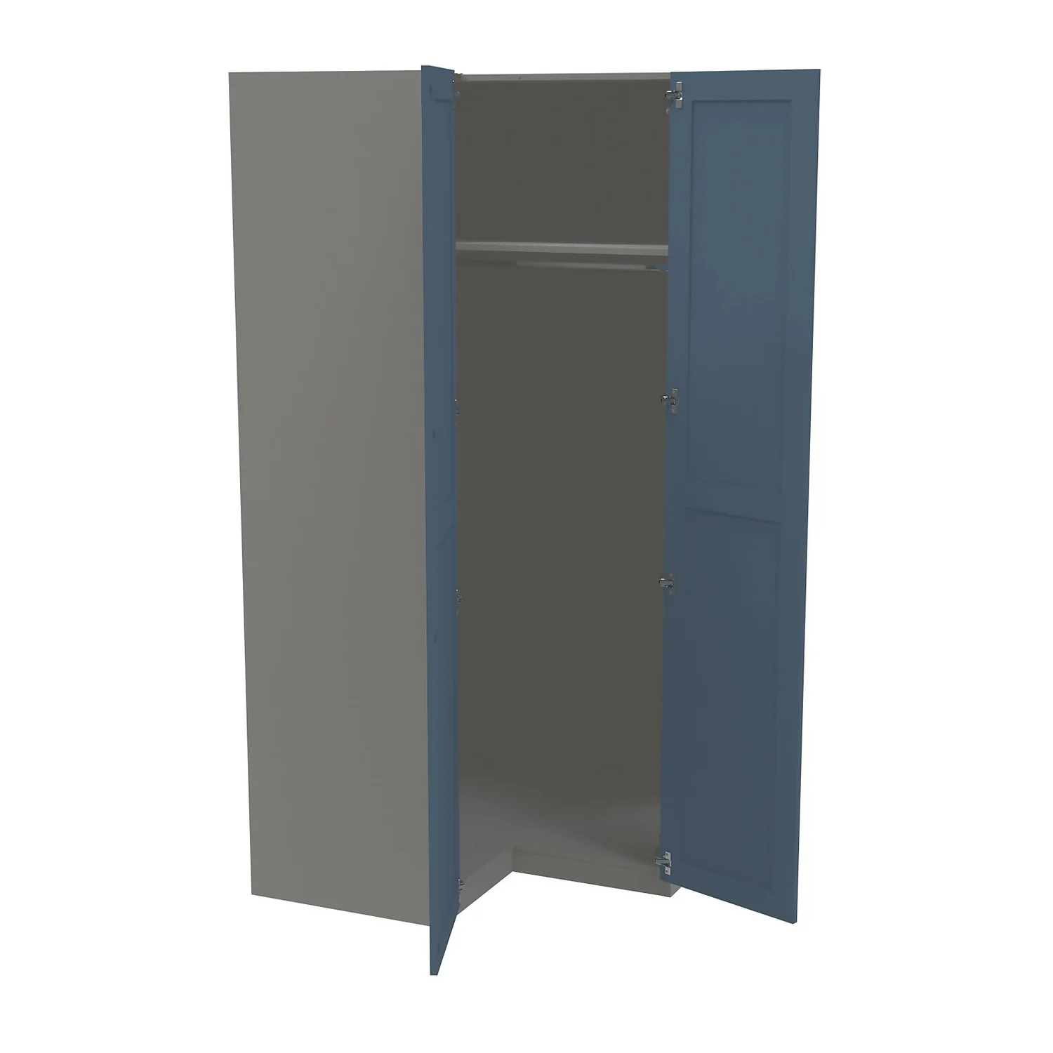 House Beautiful Realm Corner Wardrobe, Grey Carcass - Navy Blue Shaker Doors (W) 1053mm x (H) 2196mm House Beautiful Realm Corner Wardrobe, Grey Carcass - Navy Blue Shaker Doors (W) 1053mm X (H) 2196mm -Famous Furniture Store 13999946 1015007592836834