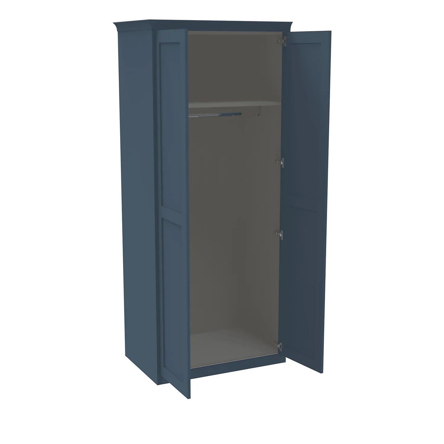 House Beautiful Realm Fitted Look Double Wardrobe, Grey Carcass - Navy Blue Shaker Doors (W) 1001mm x (H) 2256mm House Beautiful Realm Fitted Look Double Wardrobe, Grey Carcass - Navy Blue Shaker Doors (W) 1001mm X (H) 2256mm -Famous Furniture Store 13999961 1595007593062167