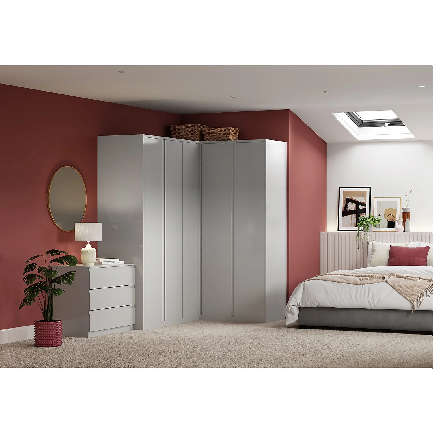 House Beautiful Escape Fitted Look Double Wardrobe, Grey Carcass - Gloss Grey Handleless Doors (W) 940mm x (H) 2226mm House Beautiful Escape Fitted Look Double Wardrobe, Grey Carcass - Gloss Grey Handleless Doors (W) 940mm X (H) 2226mm -Famous Furniture Store 13999963 7675005572657192