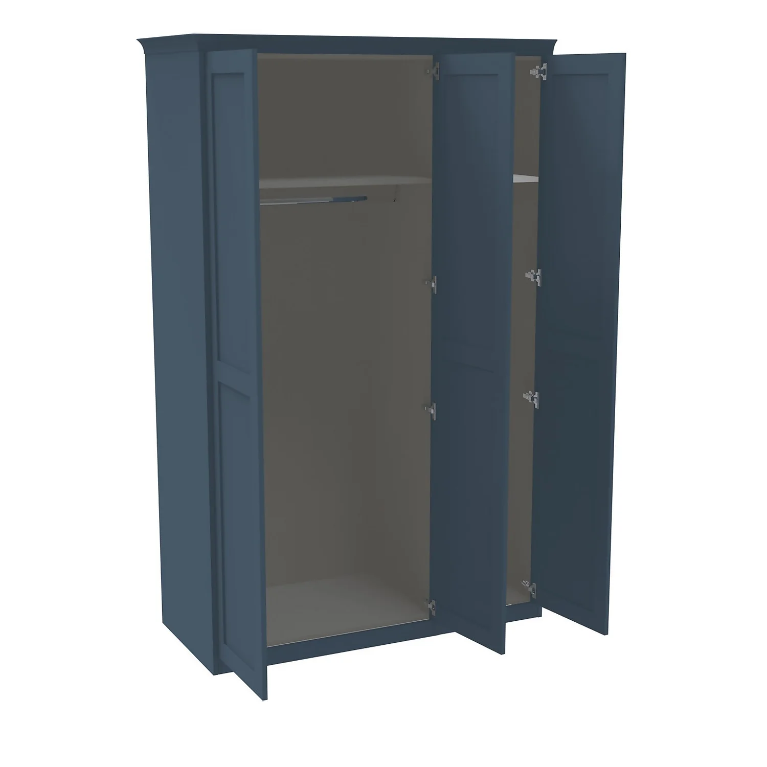 House Beautiful Realm Fitted Look Triple Wardrobe, Grey Carcass - Navy Blue Shaker Doors (W) 1451mm x (H) 2256mm House Beautiful Realm Fitted Look Triple Wardrobe, Grey Carcass - Navy Blue Shaker Doors (W) 1451mm X (H) 2256mm -Famous Furniture Store 13999969 1935007592877223