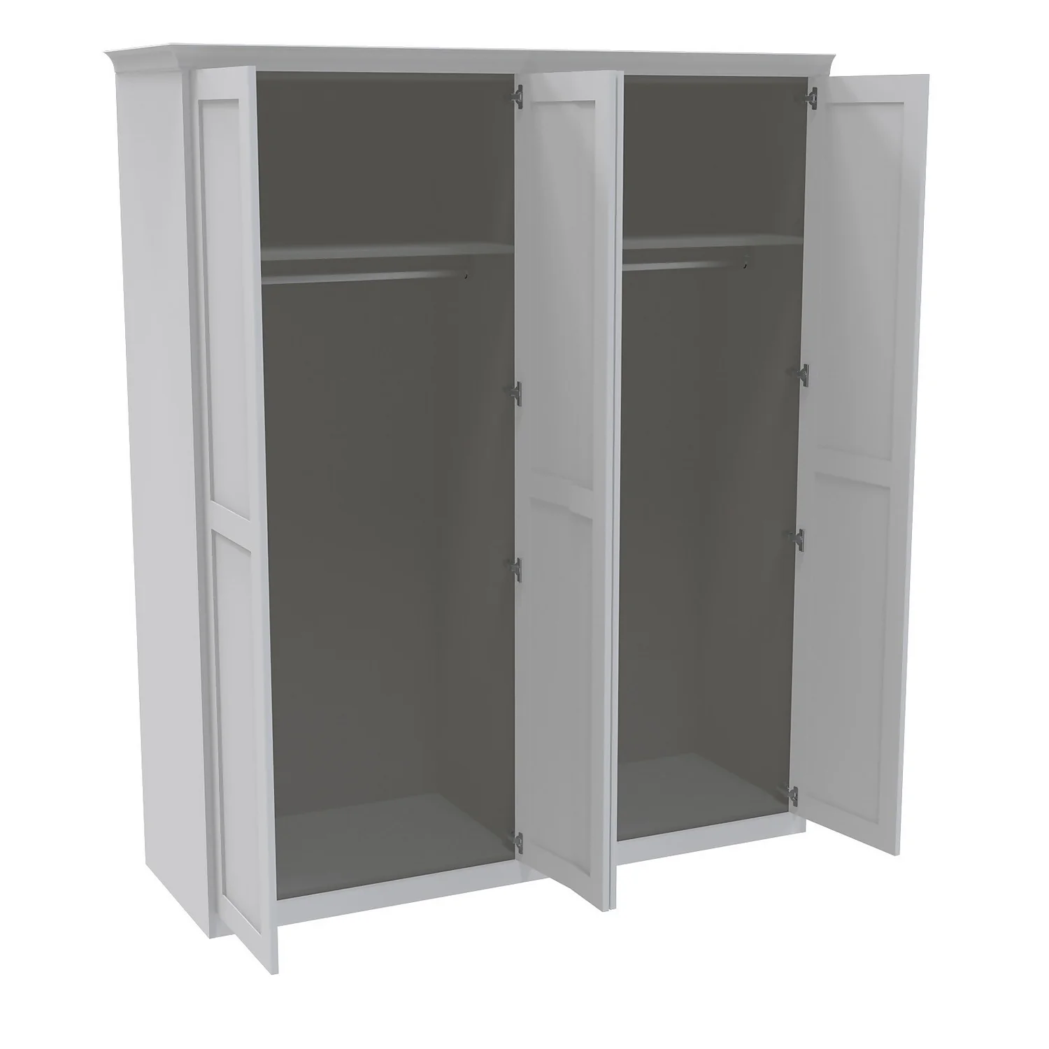 House Beautiful Realm Fitted Look Quad Wardrobe, Grey Carcass - White Shaker Doors (W) 1901mm x (H) 2256mm House Beautiful Realm Fitted Look Quad Wardrobe, Grey Carcass - White Shaker Doors (W) 1901mm X (H) 2256mm -Famous Furniture Store 13999974 1625007394006005