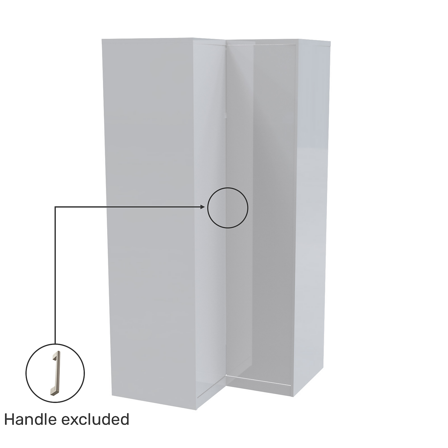 House Beautiful Honest Fitted Look Corner Wardrobe, Grey Carcass - Gloss White Slab Doors (W) 1073mm x (H) 2226mm House Beautiful Honest Fitted Look Corner Wardrobe, Grey Carcass - Gloss White Slab Doors (W) 1073mm X (H) 2226mm -Famous Furniture Store 13999988 1195005572994686