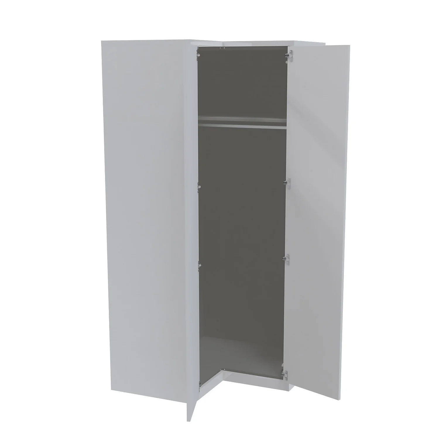 House Beautiful Honest Fitted Look Corner Wardrobe, Grey Carcass - Gloss White Slab Doors (W) 1073mm x (H) 2226mm House Beautiful Honest Fitted Look Corner Wardrobe, Grey Carcass - Gloss White Slab Doors (W) 1073mm X (H) 2226mm -Famous Furniture Store 13999988 1765005572915738