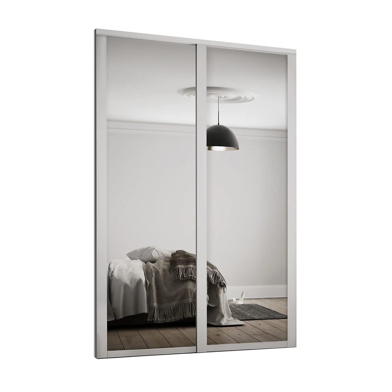 Shaker 2 Door Sliding Wardrobe Kit Mirror with Dove Grey Frame (W)1753 x (H)2260mm Shaker 2 Door Sliding Wardrobe Kit Mirror With Dove Grey Frame (W)1753 X (H)2260mm -Famous Furniture Store 14817116 7075059986511998