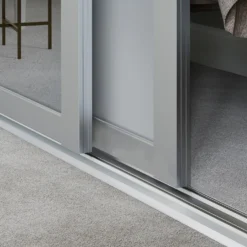 Shaker 4 Door Sliding Wardrobe Kit Dove Grey Panel / Mirror With Dove Grey Frame (W)3506 X (H)2260mm -Famous Furniture Store 14817132 1625059987400208